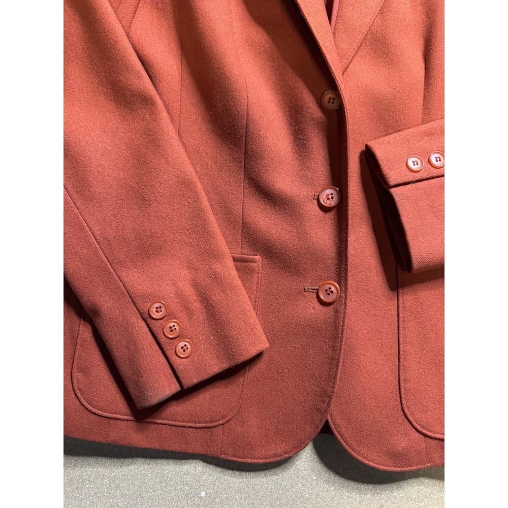 VTG Pendleton Merino Wool Orange Blazer Size 4 Button Jacket Collar‎ Pockets - Picture 8 of 8